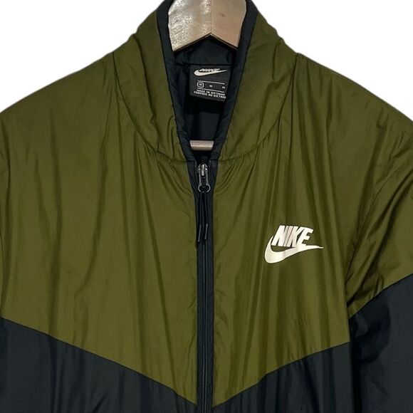 Nike Graphic Bomber Jacket Mens Medium Black/Green Zip Windbreaker - Picture 4 of 13